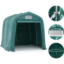 Garagetält i PVC - Vattentålig förvaring för fordon | Storlek: 2,4x2,4 m | Färg: Grön