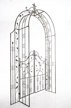 Garden Arch med Gate - Rose Arch - Iron Construction, Langs varig robust