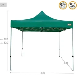 Gazebo Aktive Foldbar Justerbar højde Stål Polyester 420D Oxford Grøn 300 x 320 x 300 cm