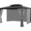 Gazebo Privatliv Gardin, 12' x 10' x 6,7', Vandtætte Gazebo Gardiner, Grå