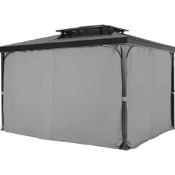 Gazebo Privatliv Gardin, 12' x 10' x 6,7', Vandtætte Gazebo Gardiner, Grå