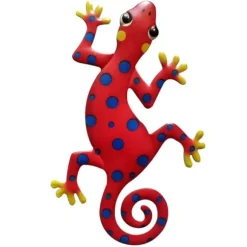 Gecko Ödla Väggdekor Trädgård prydnad 13x22cm - Rød/blå