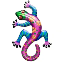 Gecko Lizard Vægskilt Have Ornament 14x21,8x0,8cm - Lyserød