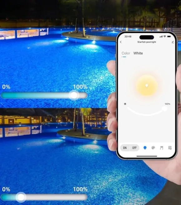 GedFong App-styret LED Poollampe Hvid