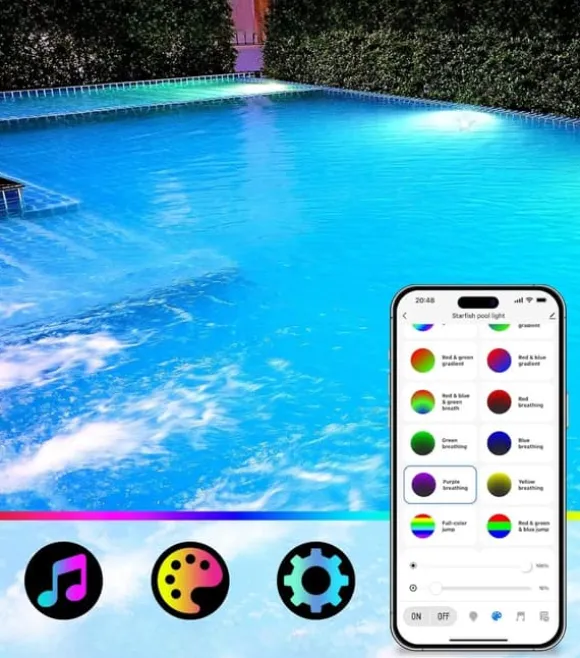 GedFong App-styret LED Poollampe Hvid