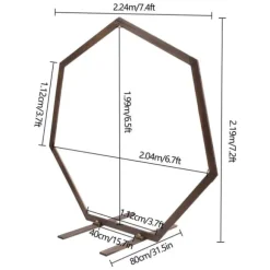 Geometrisk bryllupsbue i træ - Baggrundsstativ - Retro stil - Poleret finish - Længde 2,24 m - Højde 2,19 m - Str. M - Brun