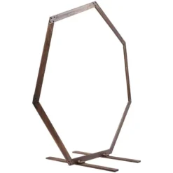 Geometrisk bryllupsbue i træ - Baggrundsstativ - Retro stil - Poleret finish - Længde 2,24 m - Højde 2,19 m - Str. M - Brun