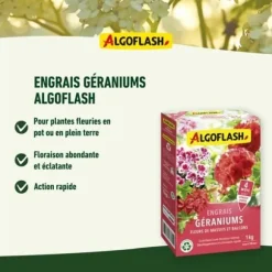 Geranium gödselmedel, blommor av sängar och balkonger - Algoflash naturasol - 1 kg