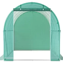 Gå-igennem tunnel drivhus, 15 x 7 x 7 ft. Bærbar med galvaniserede stålrammer, lynlåse og vinduer – perfekt til dine planter!
