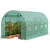 Gå-inde Tunnel Drivhus 14,6x6,36x6,3ft Galvaniseret Ramme, PE Cover, Grøn, Holdbar og Vejrbestandig