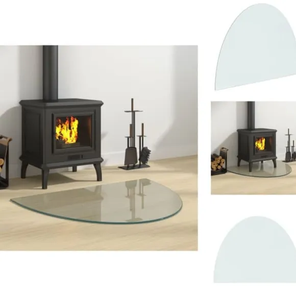 Glas - Living glasplade til pejs 800x600 mm halvrund