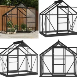Glasdrivhus 155x103x191 cm aluminium antracitgrå - Drivhus - Drivhuse - Home & Living