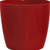 Glänsande växtkruka - GARDEN ID - Shiny Red med hjul - 30 x 27 cm - Keramisk look - Vattentät - Lätt att flytta