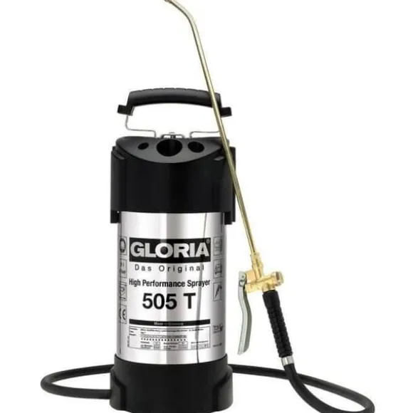 GLORIA - 505 T - 5L högpresterande spruta i rostfritt stål med mässingsmunstycke och lans
