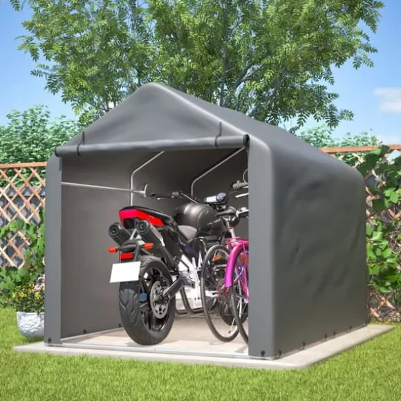 Grå Cykelgarage / Haveskur 160x220x165 cm med rulledør, vandtæt PE-materiale