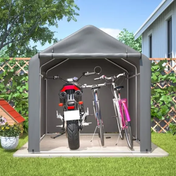 Grå Cykelgarage / Haveskur 160x220x165 cm med rulledør, vandtæt PE-materiale