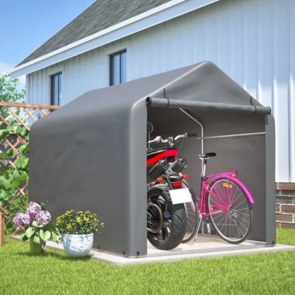 Grå Cykelgarage / Haveskur 160x220x165 cm med rulledør, vandtæt PE-materiale