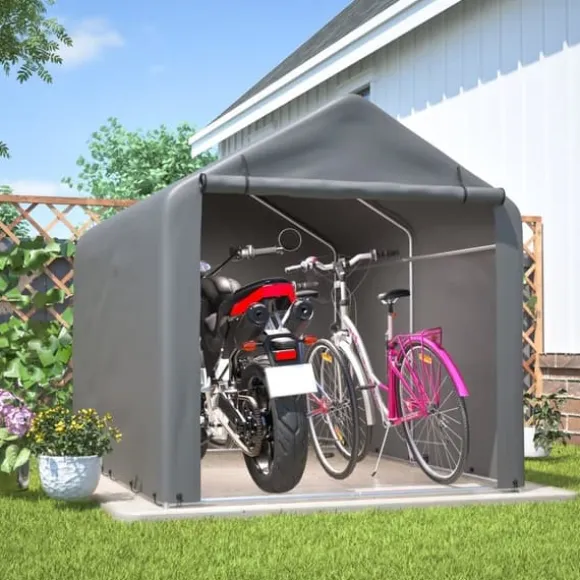 Grå Cykelgarage / Haveskur 160x220x165 cm med rulledør, vandtæt PE-materiale