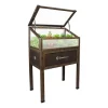 Greenspot Mini Drivhus med Overdækning til Altan og Terrasse 80x45x120 cm - Drivhus på en træplatform, Hævet træbed, Kold ramme med overdækning på høj | CDON