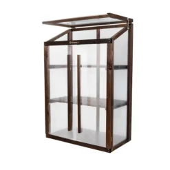 Greenspot Mini Drivhus til Altan og Terrasse 80 x 42 x 120 cm - Altandrivhus til overvintring af urter, blomster, frøplanter - Oprindelsesfarve Mørk R | CDON