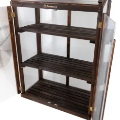 Greenspot Mini Drivhus til Altan og Terrasse 80 x 42 x 120 cm - Altandrivhus til overvintring af urter, blomster, frøplanter - Oprindelsesfarve Mørk R | CDON