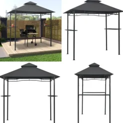 Grillpavillon 240x150x255 cm stål antracitgrå - Grillpavillon - Grillpavilloner - Home & Living