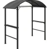 Grillpavillon 233x110x235 cm, vindtæt med dobbelt tag og hylder, UV-beskyttelse, stål, mørkegrå