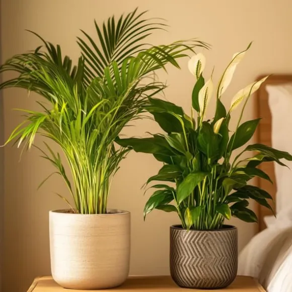 Grøn to - Sæt med 2 - Spathiphyllum, Dypsis lutescens - Højde 60-75cm - ⌀17cm