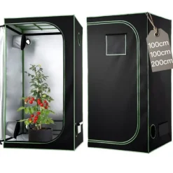 Grow Telt - Indendørs Plantetelt - 100x100x200 cm - 600D Højreflekterende Mylar - Observationsvindue - Aftagelig Gulvbakke - Robust Lynlås