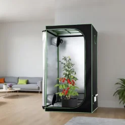 Grow Telt - Indendørs Plantetelt - 100x100x200 cm - 600D Højreflekterende Mylar - Observationsvindue - Aftagelig Gulvbakke - Robust Lynlås