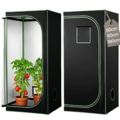 Growtelt - Indendørs Plantetelt - 80 x 80 x 180 cm - 600D Højreflekterende Mylar - Observationsvindue - Gulvbakke - Robust Lynlås