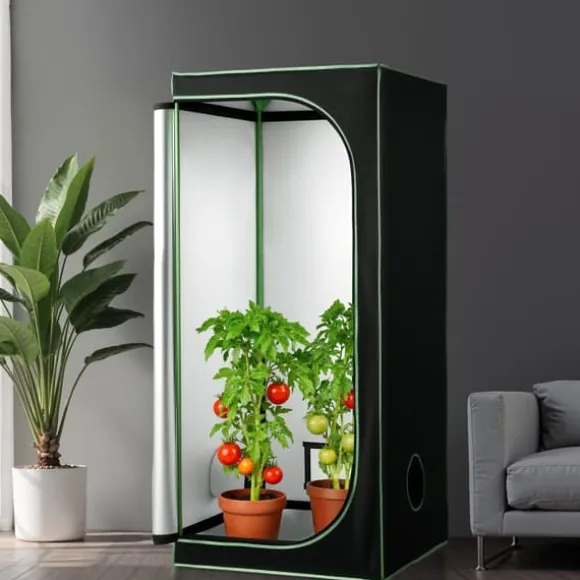 Growtelt - Indendørs Plantetelt - 80 x 80 x 180 cm - 600D Højreflekterende Mylar - Observationsvindue - Gulvbakke - Robust Lynlås