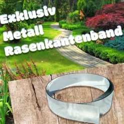 Græskant, Græskanter, Græsplæne kant, Bedkant, Plænekant, Havekant, Rabatkant metal alu/zink 20 cm x 10 meter, Længde gs:15 m, Bred:20 cm