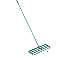 Græsplanenivelleringsrive, kraftig 36 tommer x 10 tommer design, 78 tommer stål forlænget håndtag., 10x36 tommer