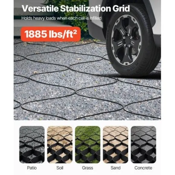 Grusgitter, 8200x1200 mm, 50 mm dybde, Permeabel jordstabilisering, HDPE