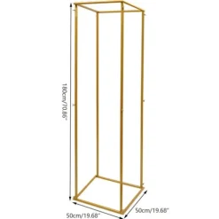 Guld metal blomsterstander, søjle til bryllupsbaggrund & plantehylde, 180 cm