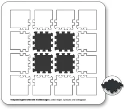 Gummi-puslespilflise med EPDM-toplag 25 mm - Sort (RAL 9004) - Cfl-S1 - Midterstykke