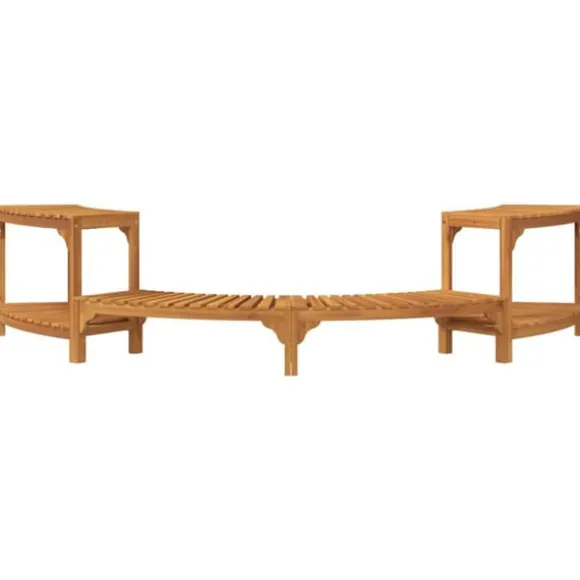 Halvrund udendørs badetub omkreds i solid akacietræ | Størrelse: 252 x 112 x 55.5 cm | Farve: Brun