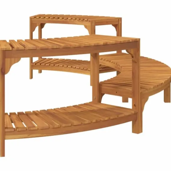 Halvrund udendørs badetub omkreds i solid akacietræ | Størrelse: 252 x 112 x 55.5 cm | Farve: Brun