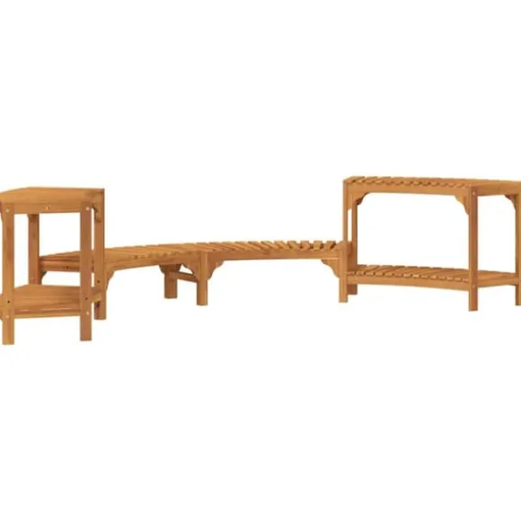 Halvrund udendørs badetub omkreds i solid akacietræ | Størrelse: 252 x 112 x 55.5 cm | Farve: Brun