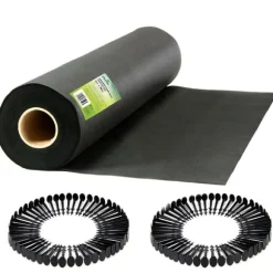 Have agrotekstil 1 m x 75 m + 100 Plonos stifter - sort