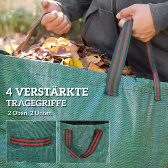 Haveaffaldspose, 300L kapacitet, 150gsm materiale, 67cm diameter, 84cm højde, 4 forstærkede håndtag