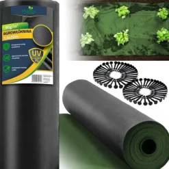 Haveagrotekstil 1,6 m x 50 m 90 g/m2 + 100 Plonos-nåle - sort og grøn