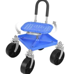 Havearbejde Rullende Sæde, Højdejusterbart, 360 Grad Drejelig,Blå