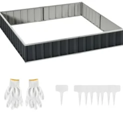 Havebed, Tykt Farvet Stål, 258L x 90B x 30H cm, 253L x 85B x 30H cm Planteområde, Værktøjsfri Installation, Hævet Design
