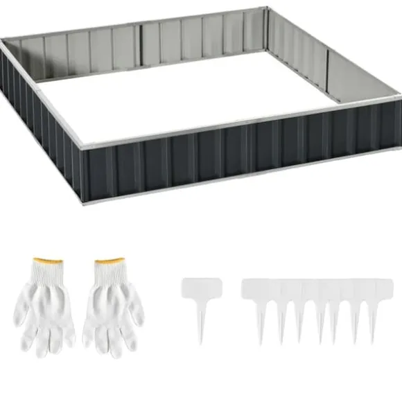 Havebed, Tykt Farvet Stål, 258L x 90B x 30H cm, 253L x 85B x 30H cm Planteområde, Værktøjsfri Installation, Hævet Design