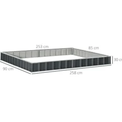 Havebed, Tykt Farvet Stål, 258L x 90B x 30H cm, 253L x 85B x 30H cm Planteområde, Værktøjsfri Installation, Hævet Design