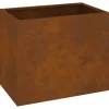 Haveblomsterkrukke i stål - Vejrbestandig | Størrelse: 50x32x40 cm | Farve: Brun