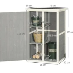 Havebod i træ 75×56×115 cm med hyldeplan, sort/grå/hvid