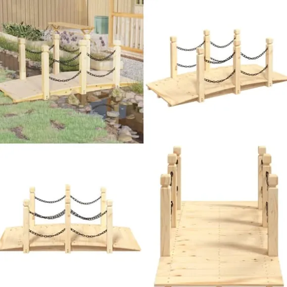 Havebro med kædegelænder 150x67x56 cm massivt grantræ - Havebro - Havebroer - Home & Living